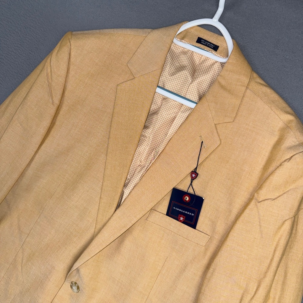 Saddlebred Sport Coat Mens 42L Carmel Brown Cotton Two Button Blazer Jacket NWT